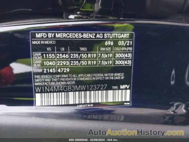 MERCEDES-BENZ GLB 250, W1N4M4GB3MW123727