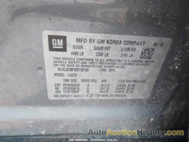 BUICK ENCORE AWD PREFERRED, KL4CJESB1KB738185