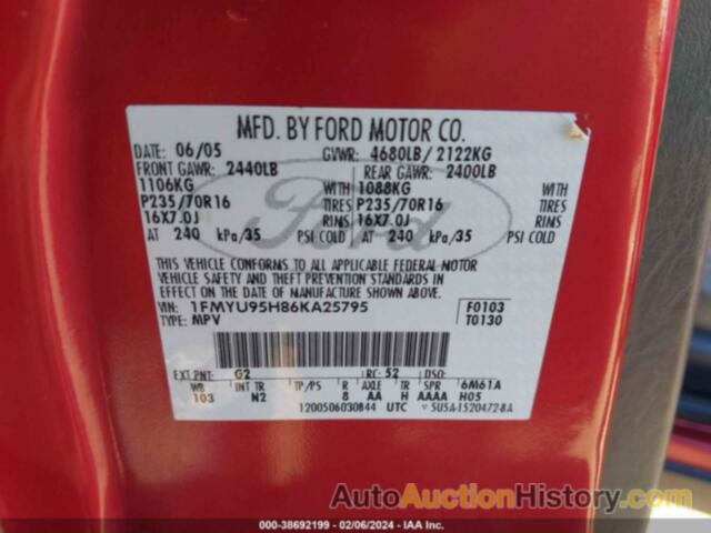 FORD ESCAPE HYBRID, 1FMYU95H86KA25795