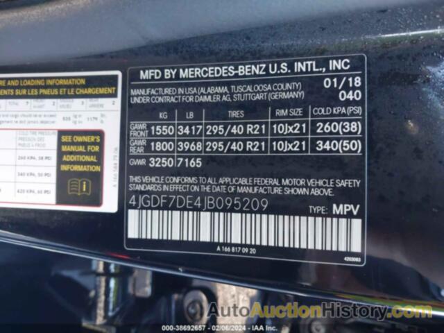 MERCEDES-BENZ GLS 550 550 4MATIC, 4JGDF7DE4JB095209