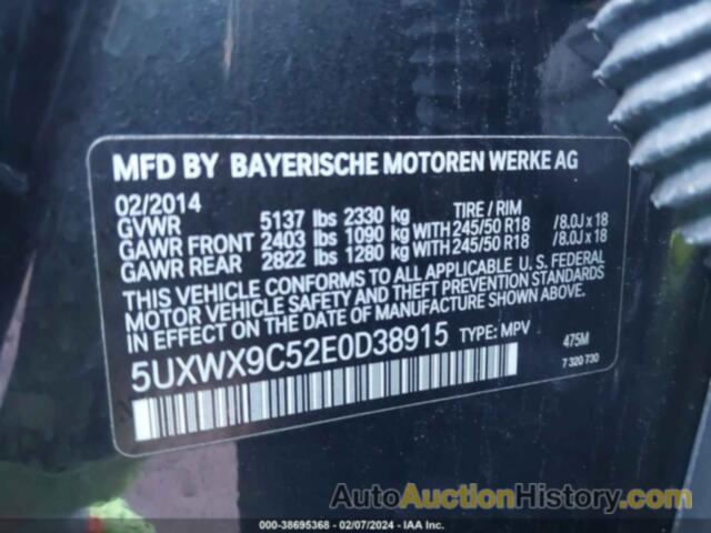 BMW X3 XDRIVE28I, 5UXWX9C52E0D38915