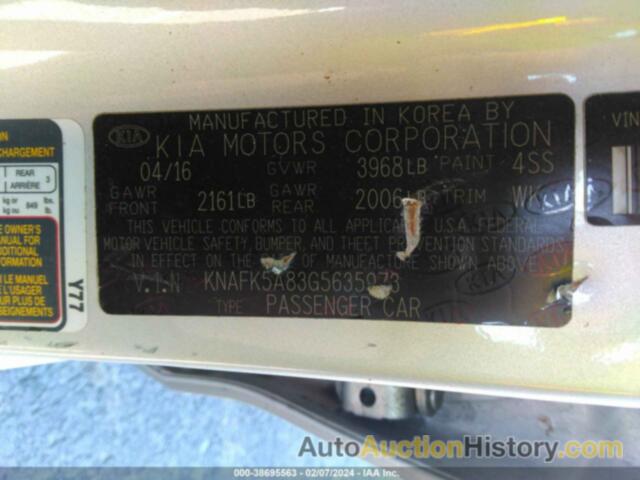 KIA FORTE LX, KNAFK5A83G5635973