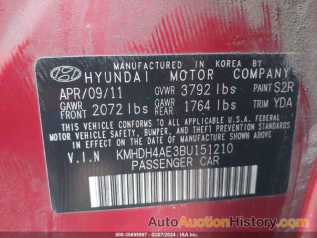 HYUNDAI ELANTRA GLS/LIMITED, KMHDH4AE3BU151210