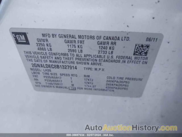 CHEVROLET EQUINOX 1LT, 2GNALDEC8B1327914