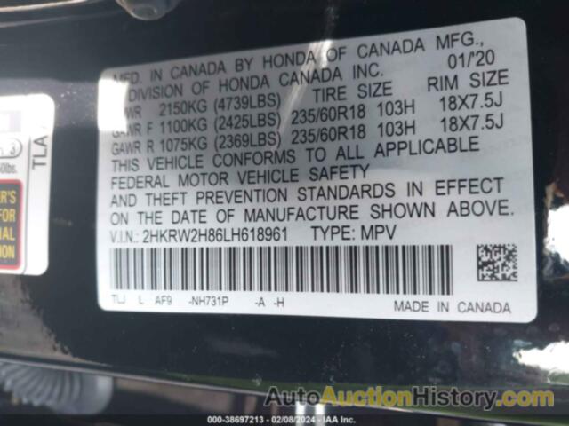 HONDA CR-V AWD EX-L, 2HKRW2H86LH618961