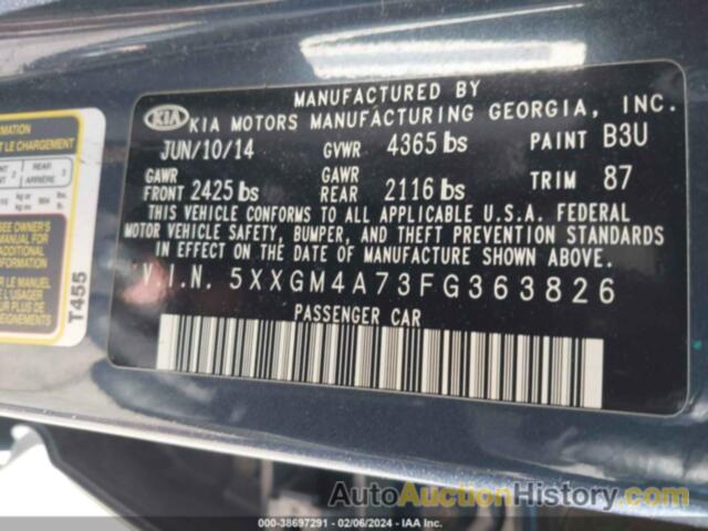 KIA OPTIMA LX, 5XXGM4A73FG363826