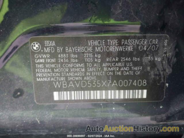 BMW 335 XI, WBAVD535X7A007408