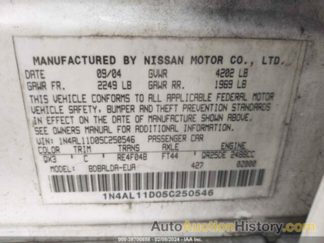 NISSAN ALTIMA, 1N4AL11D05D250546