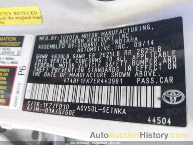 TOYOTA CAMRY LE, 4T4BF1FK7ER443981