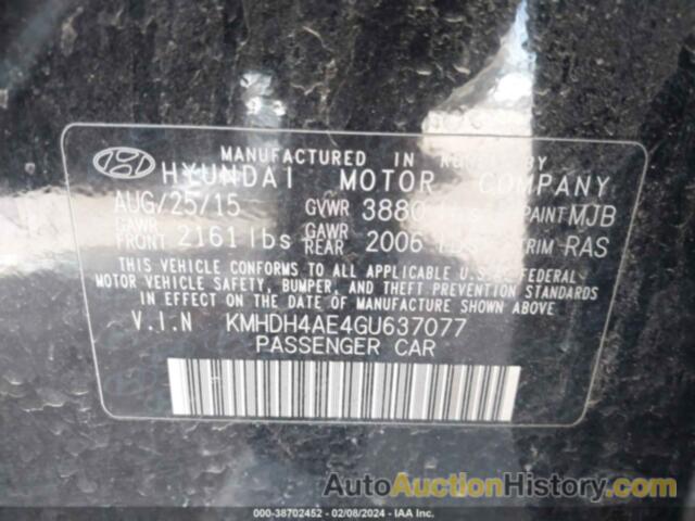 HYUNDAI ELANTRA SE, KMHDH4AE4GU637077