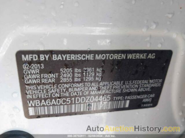 BMW 640I GRAN COUPE, WBA6A0C51DDZ04465