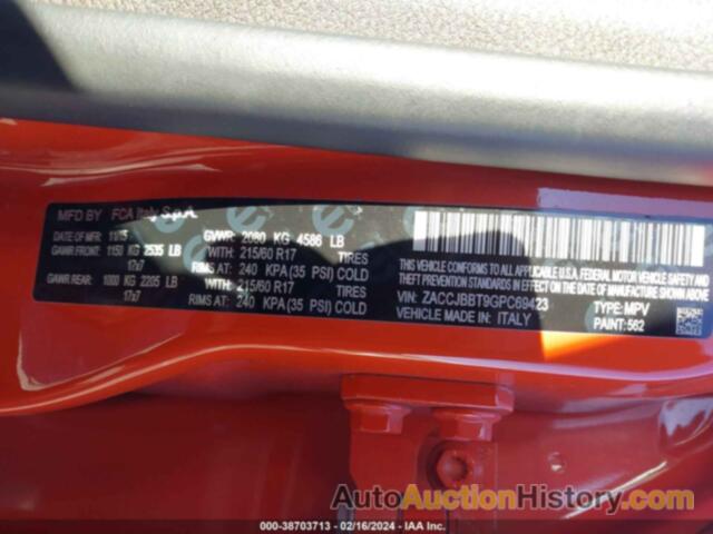 JEEP RENEGADE LATITUDE, ZACCJBBT9GPC69423