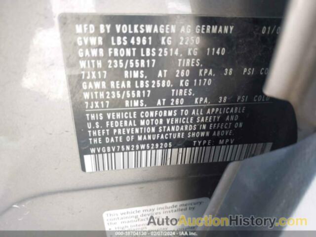 VOLKSWAGEN TIGUAN SE, WVGBV75N29W529205