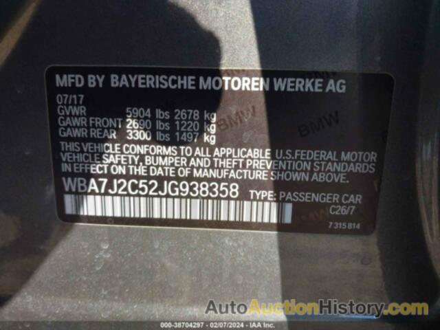 BMW 740E XDRIVE IPERFORMANCE, WBA7J2C52JG938358