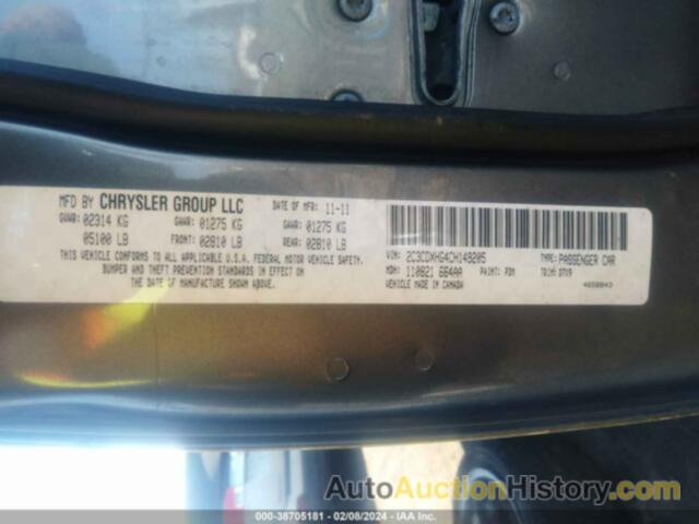 DODGE CHARGER SXT, 2C3CDXHG4CH149205