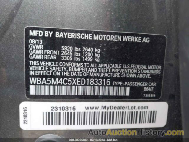 BMW 535I GRAN TURISMO XDRIVE, WBA5M4C5XED183316