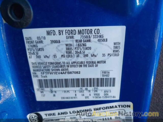 FORD F150 SUPERCREW, 1FTFW1EV4AFB87082