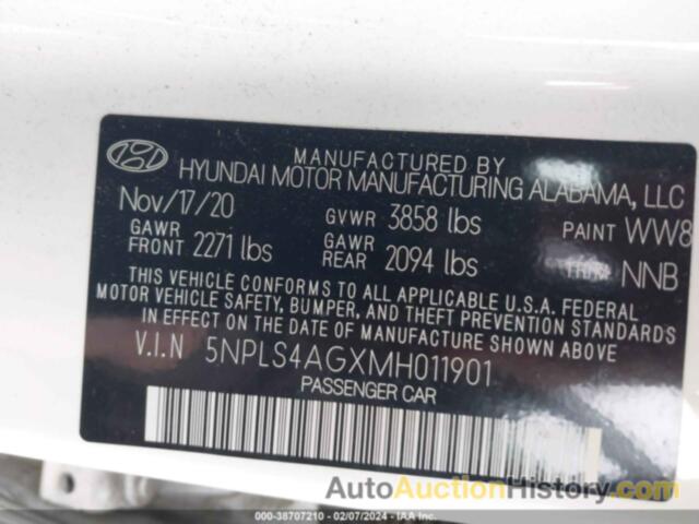 HYUNDAI ELANTRA SEL, 5NPLS4AGXMH011901