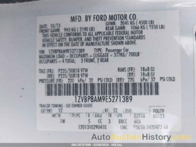 FORD MUSTANG V6, 1ZVBP8AM9E5271389