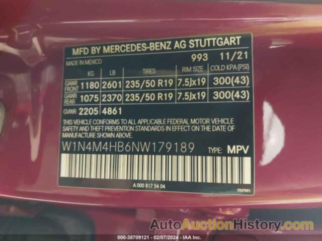 MERCEDES-BENZ GLB 250 4MATIC, W1N4M4HB6NW179189