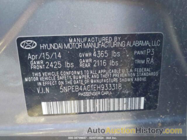 HYUNDAI SONATA GLS, 5NPEB4AC1EH933318