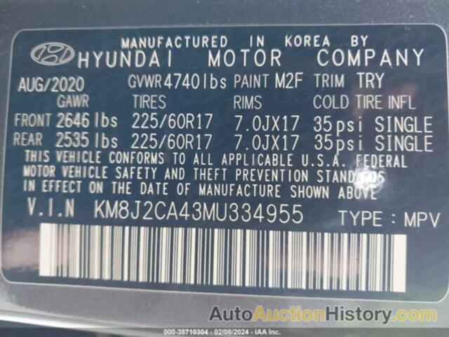 HYUNDAI TUCSON SE, KM8J2CA43MU334955