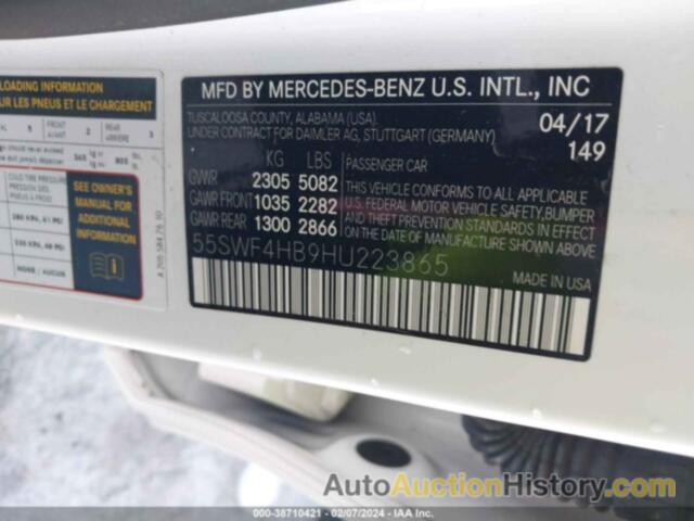 MERCEDES-BENZ C 350E LUXURY, 55SWF4HB9HU223865
