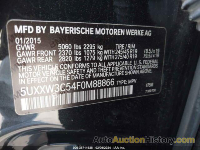 BMW X4 XDRIVE28I, 5UXXW3C54F0M88866