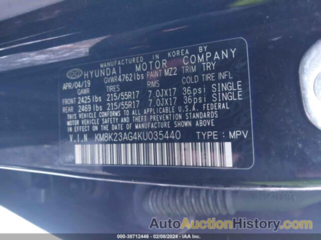 HYUNDAI KONA EV SEL, KM8K23AG4KU035440