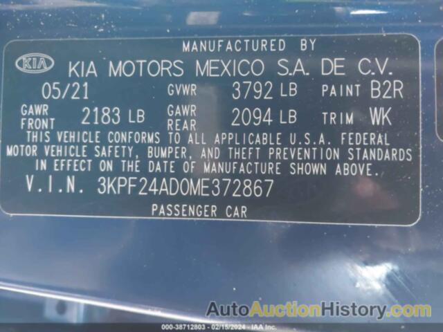 KIA FORTE LXS, 3KPF24AD0ME372867