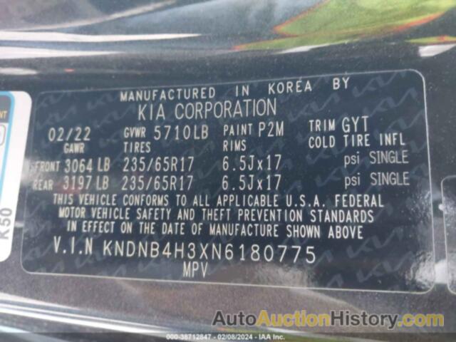 KIA CARNIVAL MPV LX SEAT PACKAGE, KNDNB4H3XN6180775