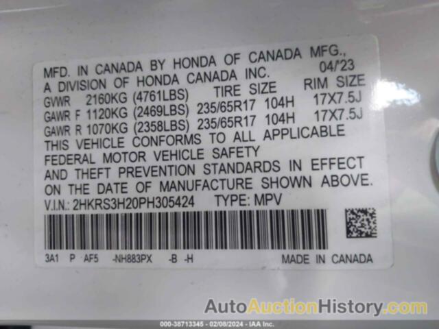 HONDA CR-V LX 2WD, 2HKRS3H20PH305424