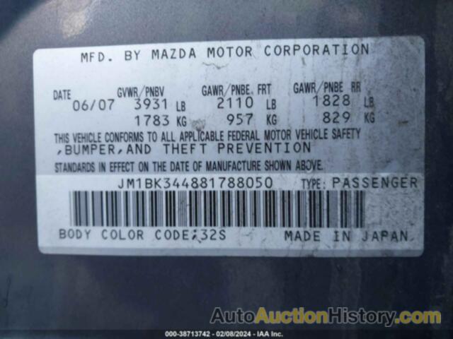 MAZDA MAZDA3 S GRAND TOURING, JM1BK344881788050