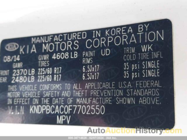 KIA SPORTAGE LX, KNDPBCAC0F7702550