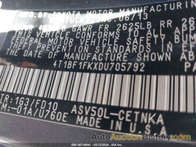 TOYOTA CAMRY LE, 4T1BF1FKXDU705792