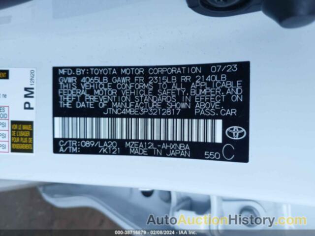 TOYOTA COROLLA XSE, JTNC4MBE3P3212817