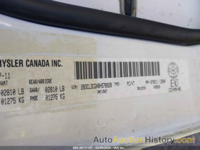 DODGE CHARGER, 2B3CL3CGXBH578928