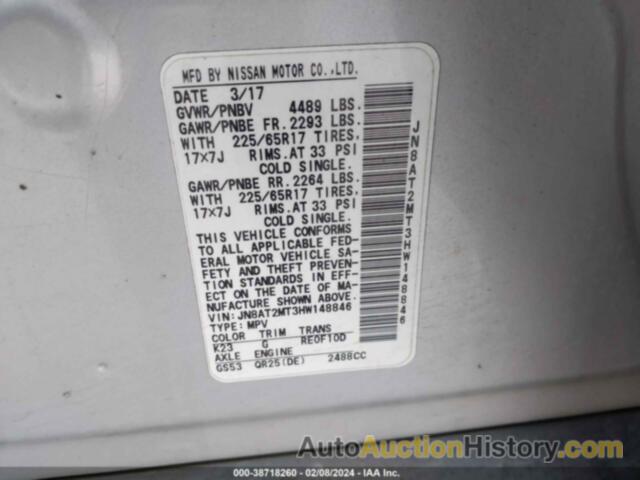 NISSAN ROGUE S, JN8AT2MT3HW148846