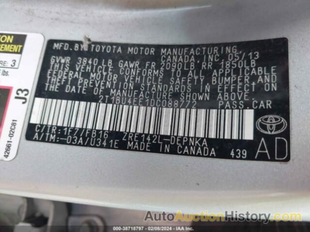 TOYOTA COROLLA LE, 2T1BU4EE1DC088772