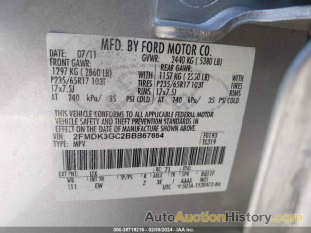 FORD EDGE SE, 2FMDK3GC2BBB67664