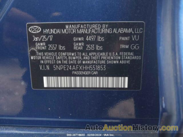 HYUNDAI SONATA SE, 5NPE24AFXHH551853