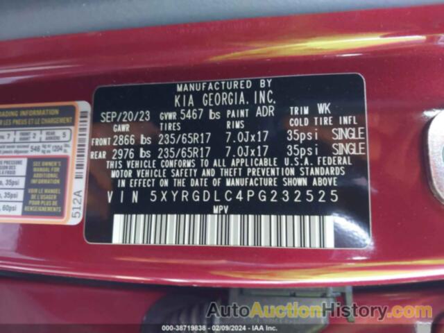 KIA SORENTO LX, 5XYRGDLC4PG232525