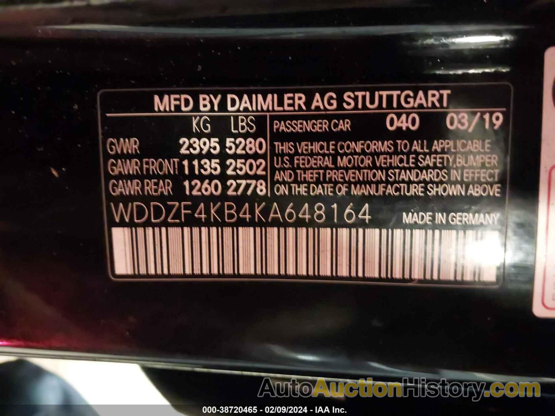 MERCEDES-BENZ E 300 4MATIC, WDDZF4KB4KA648164