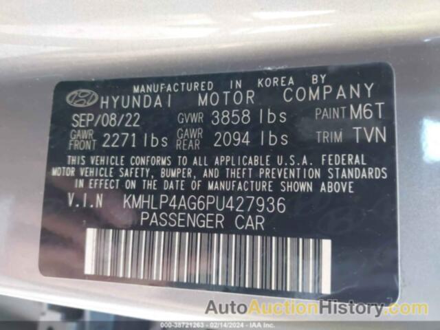 HYUNDAI ELANTRA LIMITED, KMHLP4AG6PU427936