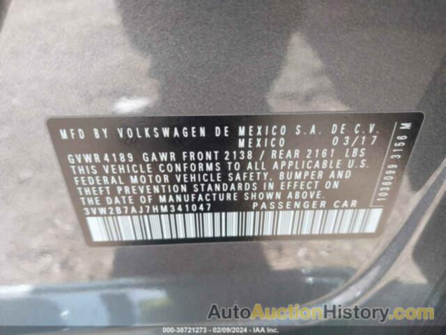 VOLKSWAGEN JETTA 1.4T S, 3VW2B7AJ7HM341047