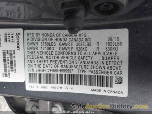 HONDA CIVIC SPORT, 2HGFC2F85KH595597