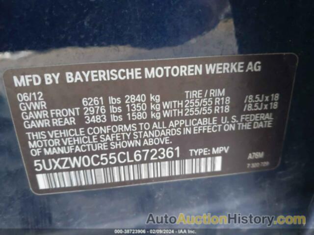 BMW X5 XDRIVE35D, 5UXZW0C55CL672361