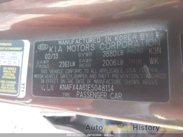 KIA FORTE LX, KNAFX4A61E5048114