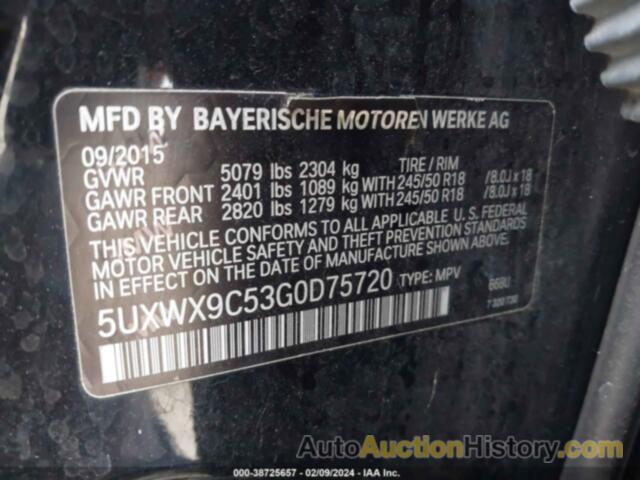 BMW X3 XDRIVE28I, 5UXWX9C53G0D75720