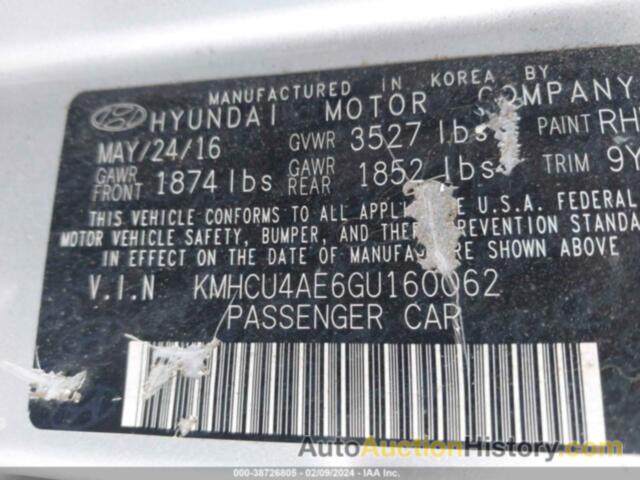 HYUNDAI ACCENT SE, KMHCU4AE6GU160062